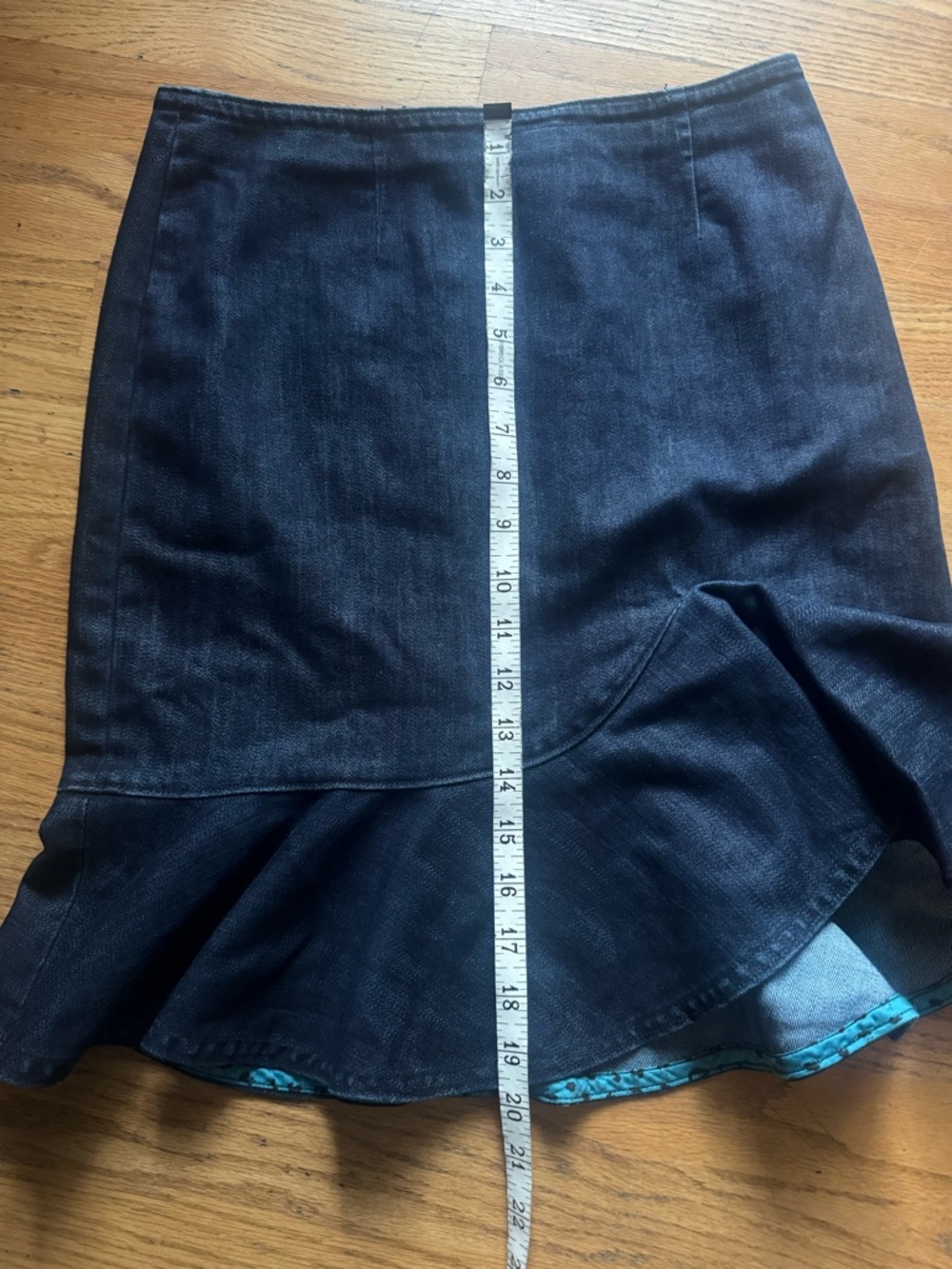 Leifsdottir Dark Blue Asymmetrical Denim Skirt with Ruffle size 2 - Picture 9 of 10